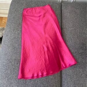 Aritzia Babaton Pink Midi Satin Skirt